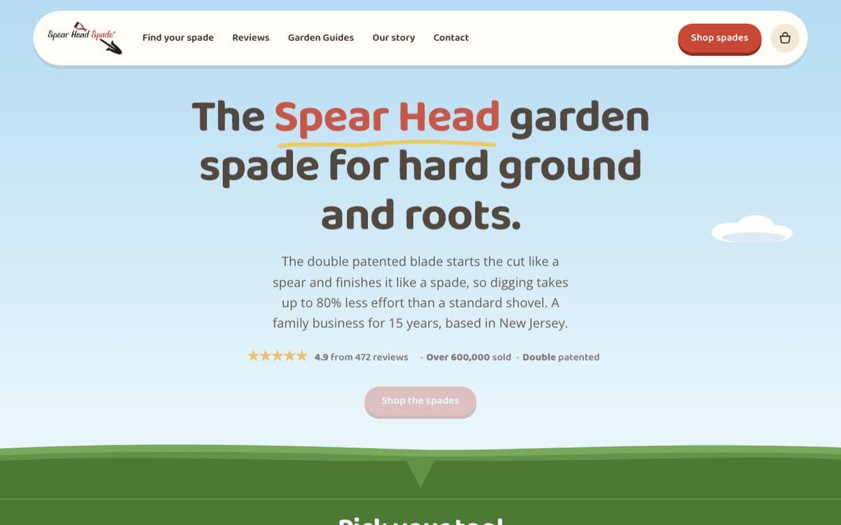 spearheadspade.com: the Spear Head garden spade for hard ground and roots
